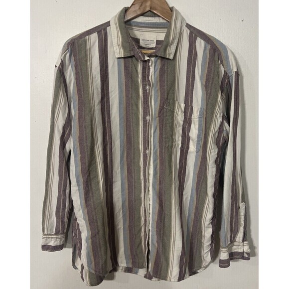 American Eagle Oversized Flannel Shirt Womens Sz M Untuck‎ Fit Comfy - Picture 1 of 6